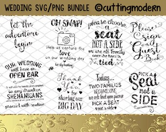 Wedding SVG Cut File Bundle - PNG Included -30 files- Vinyl- Cricut- Silhouette Cameo- Diy projects-