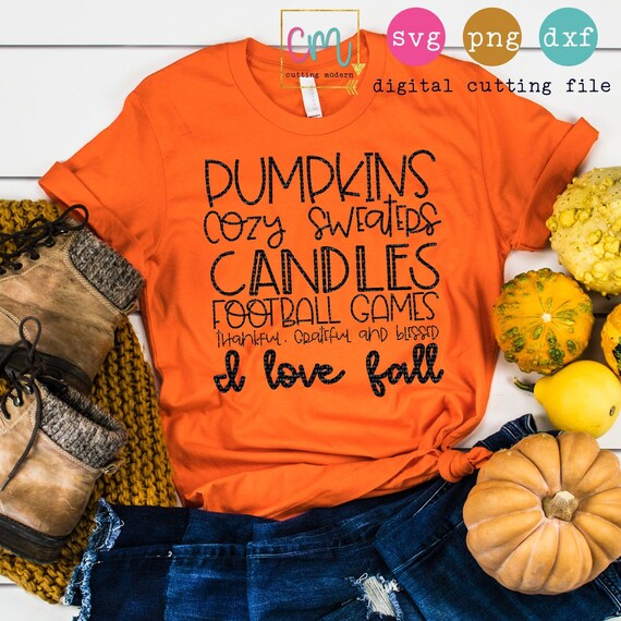 Pumpkin Fall Words I Love Fall Svg Png Dxf Silhouette Etsy