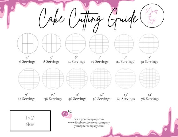 Cake Cutting Guide 1" x 2" slices -Editable (includes Canva premium features)