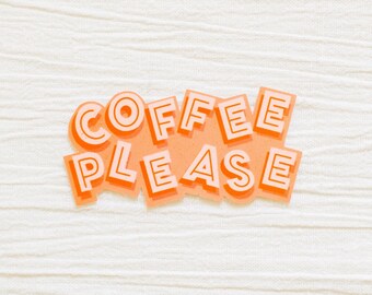 Coffee Please Hand Lettering Weatherproof Die Cut Sticker, Coffee Quote, Matte Water Bottle Sticker, Coffee Lover Gift