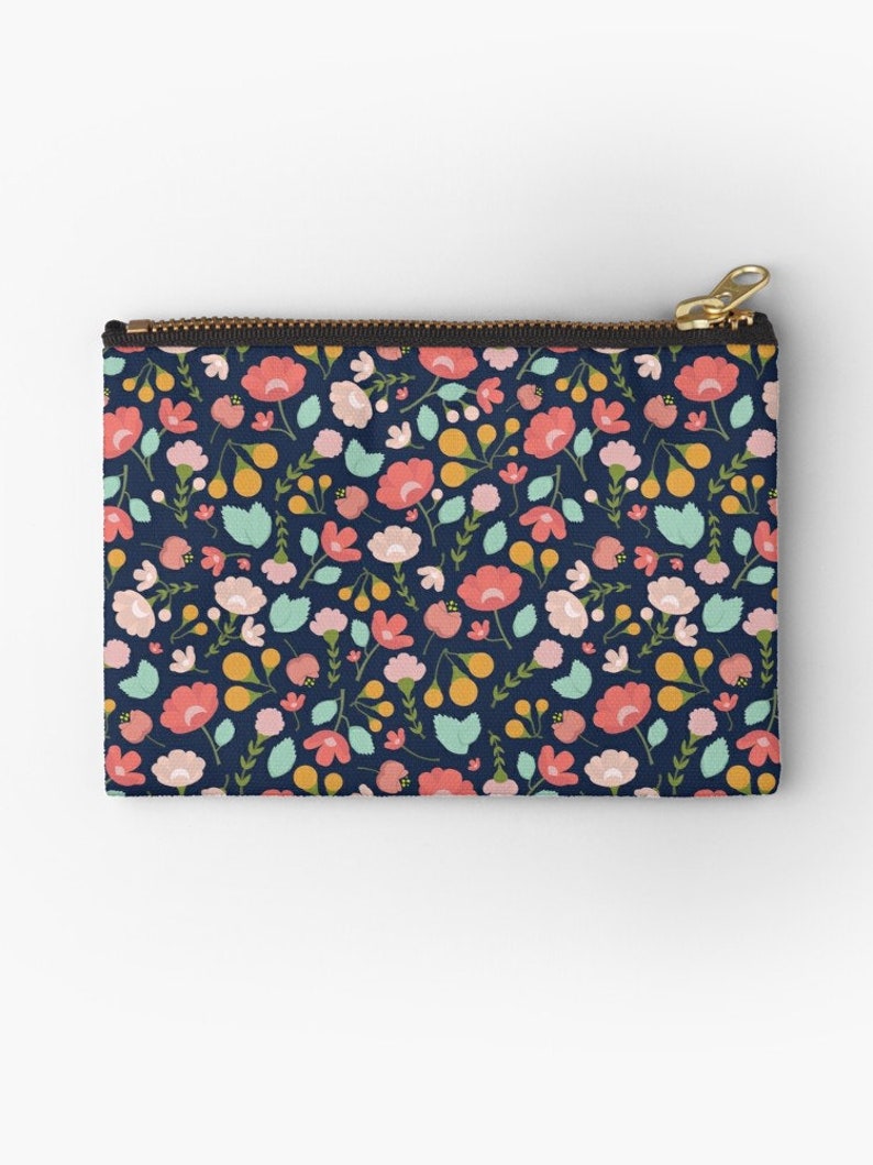 Zipped Bag for Make-up Small Vintage Woodland Floral Stationery and other accessories Medium or Large