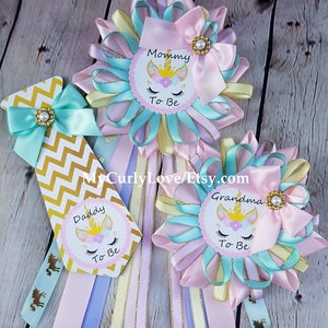 Unicorn Baby Shower Mommy to Be Pin/Unicorn Mommy To Be/Unicorn Baby Shower/Unicorn Mom Corsage/Rainbow Baby Shower/Girl Mommy to be Pin