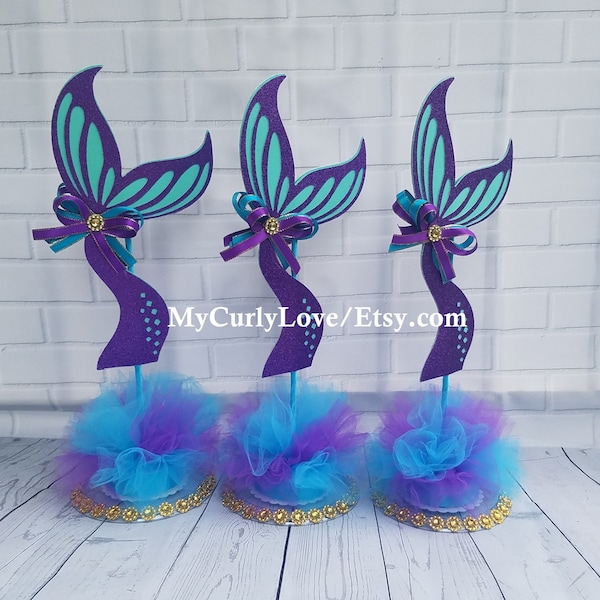 Mermaid Centerpiece/Mermaid Baby Shower Centerpiece/Mermaid Theme Centerpiece/Mermaid Birthday Centerpiece/Purple and Turquoise Centerpiece