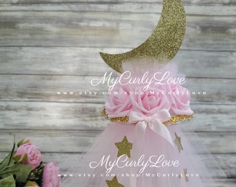 Moon Baby Shower Centerpiece Heaven Sent Baby Shower White and Gold Baby Shower Stars Baby Centerpiece Twinkle Little Star Centerpiece Baby