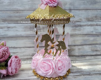Carousel Centerpiece/Pink and Gold Carousel Centerpiece/Carousel Birthday/Carousel Baby Shower/Carousel Decor/Girl Centerpiece/Baby Girl
