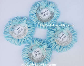 Baby Blue and Silver Baby Shower Pin/Boy Baby Shower Pin/Boy Baby Shower Grandma To Be/Blue and Silver Corsage/Boy Baby Shower/Auntie To Be