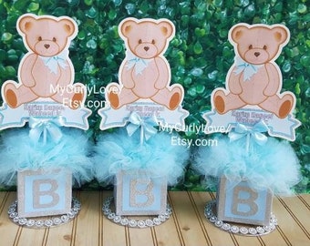 Teddy Bear Baby Shower/Teddy Bear Baby Centerpiece/Boy Baby Shower Centerpiece/Boy Baby Shower/Boy Baby Bottle Favors/Teddy Bear Shower Deco