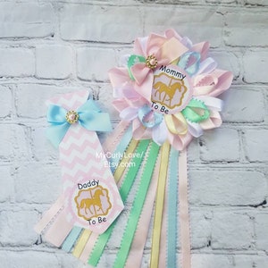 Carousel Mommy and Daddy Pins, Carousel Baby Shower, Carousel Mommy to Be Corsage, Carousel Daddy To Be, Girl Carousel, Horse Mommy To Be