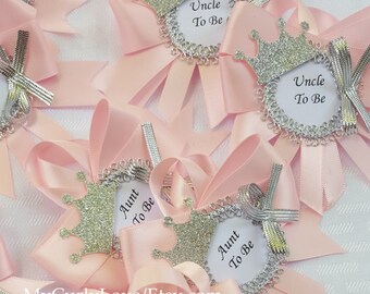 Custom Guest Pin Size Princess Baby Shower Pin/Prince Baby Shower Pin/Princess Baby Shower/Prince Baby Shower Corsage/Aunt to be/Uncle to be