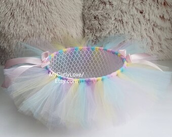 Easter Spring Plus Size Optional Bow Childrens Pastel Rainbow Tutu Adult Teens