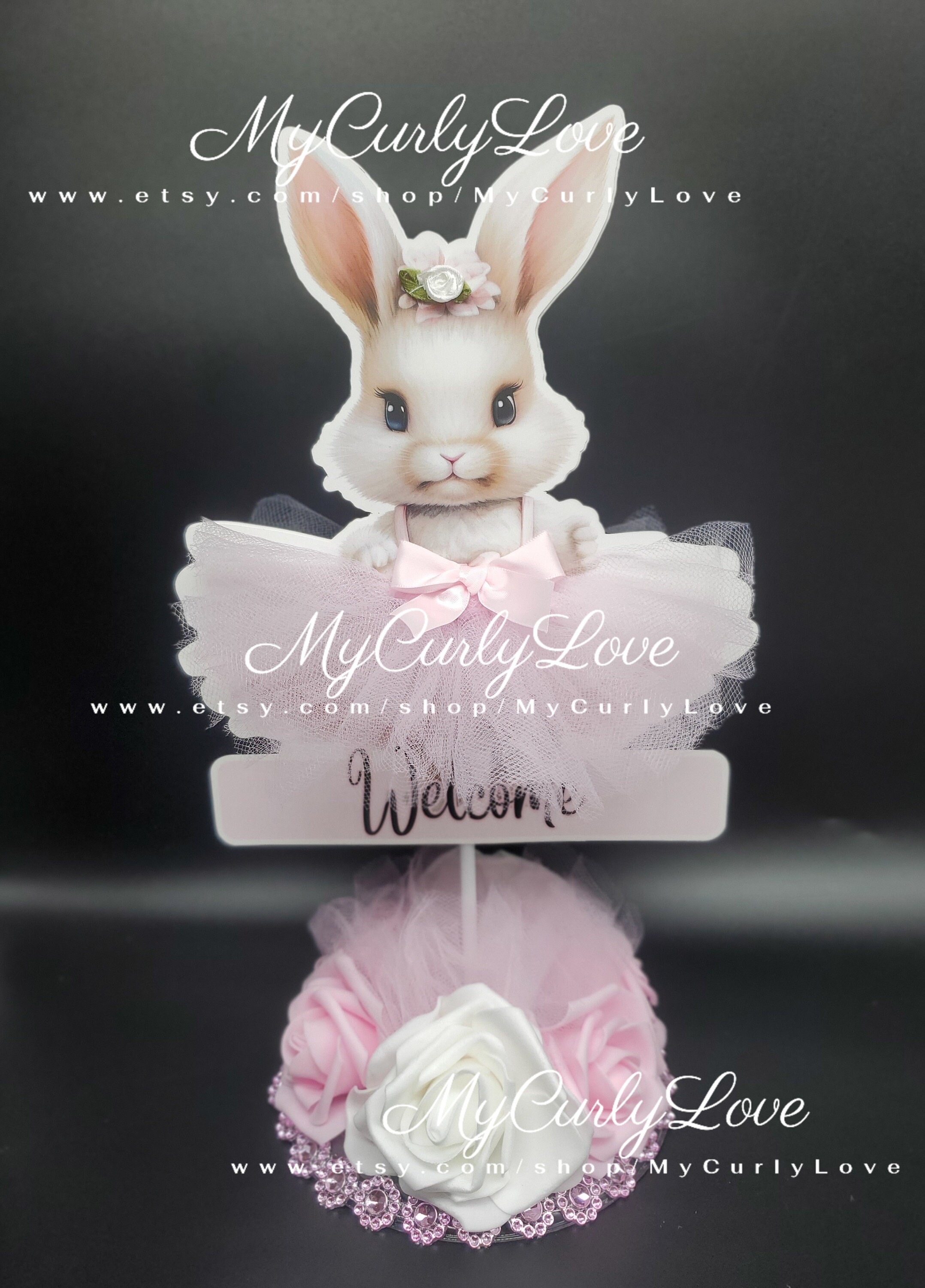 Bunny Baby Shower Centerpiece Birthday Bunny Decoration Girl Centerpiece Bloom Shower Spring Decoration Easter Girl Birthday