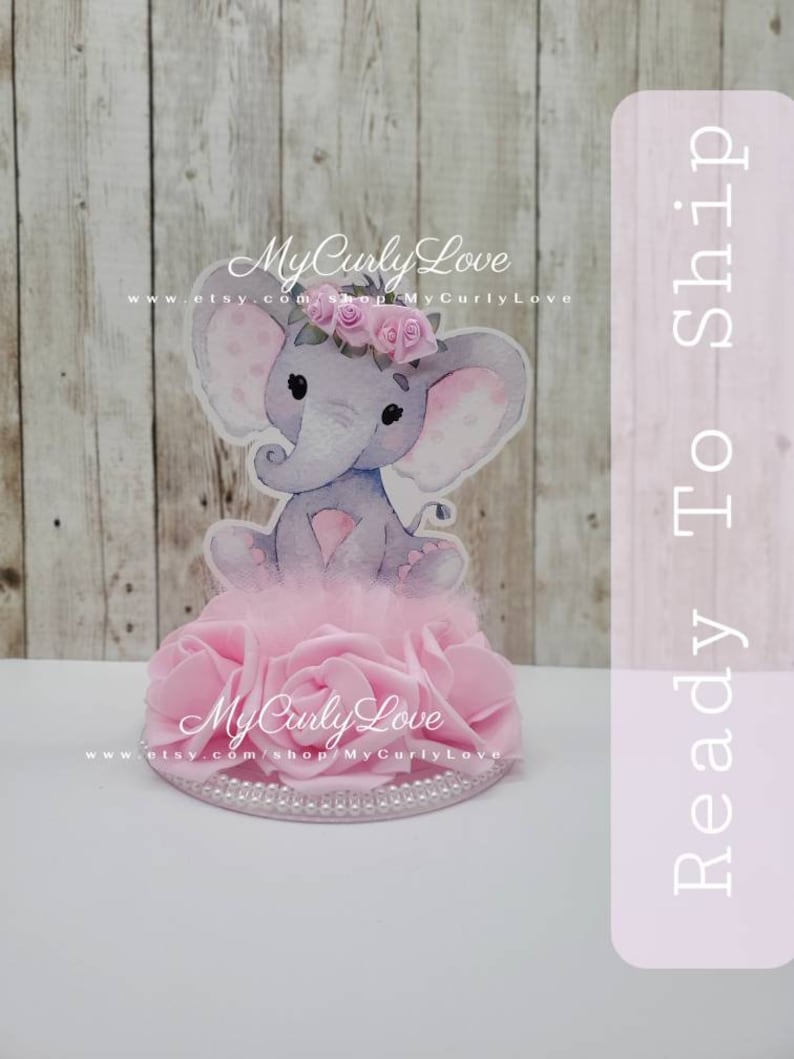Baby Elephant Cake Topper/elephant Baby Shower Topper/girl Etsy