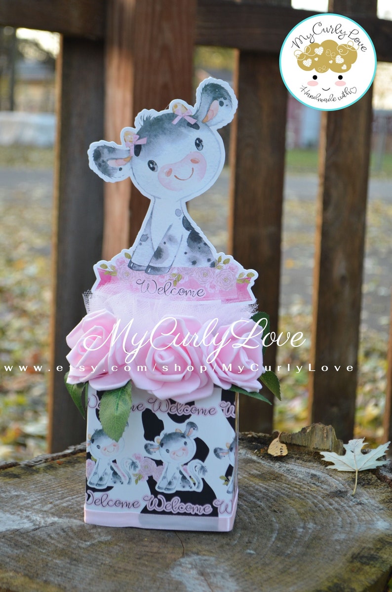 Cow Baby Shower Centerpiece Cow Baby Shower Farm Baby Shower Etsy