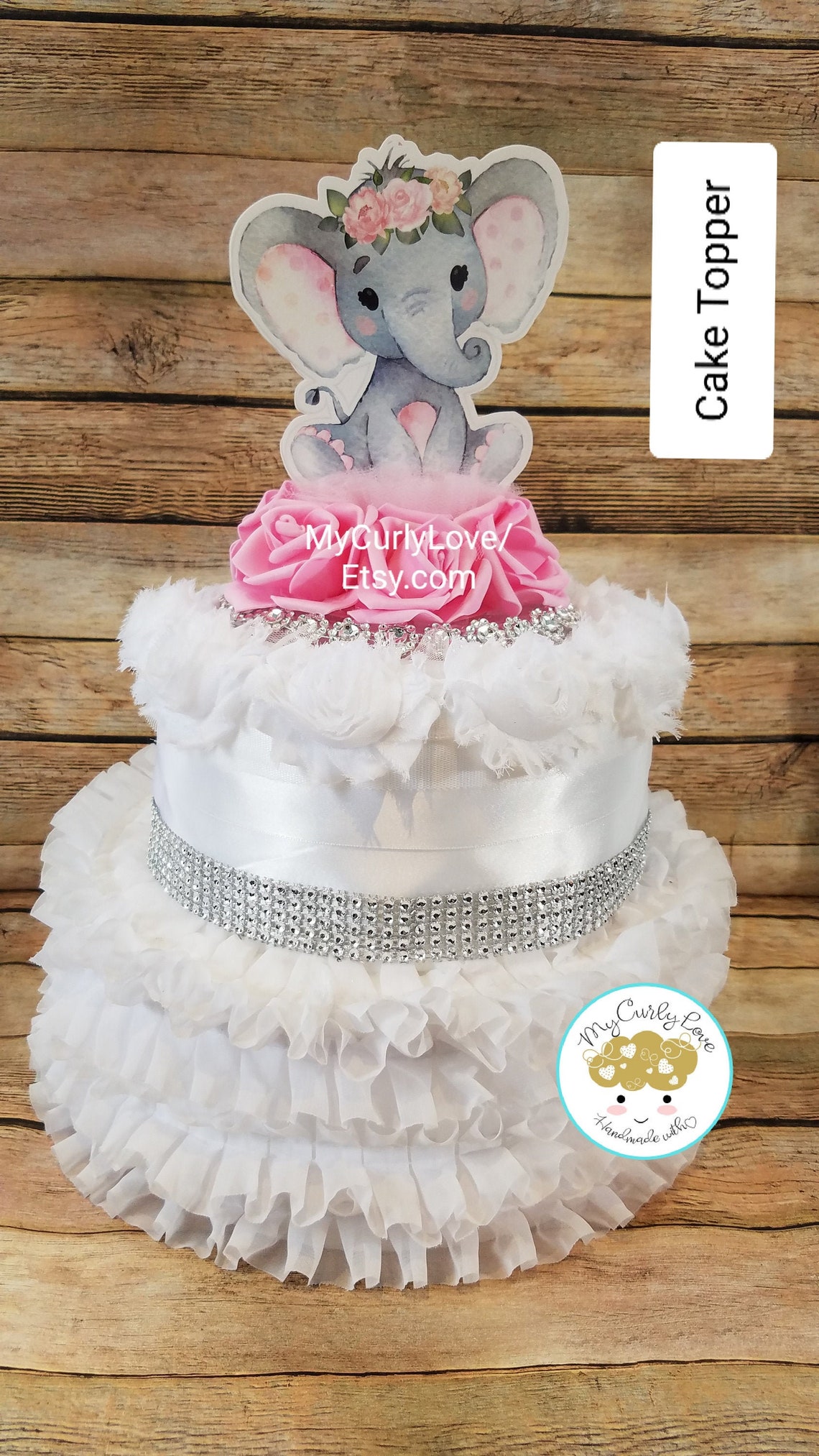 Baby Elephant Cake Topper/elephant Baby Shower Topper/girl Etsy