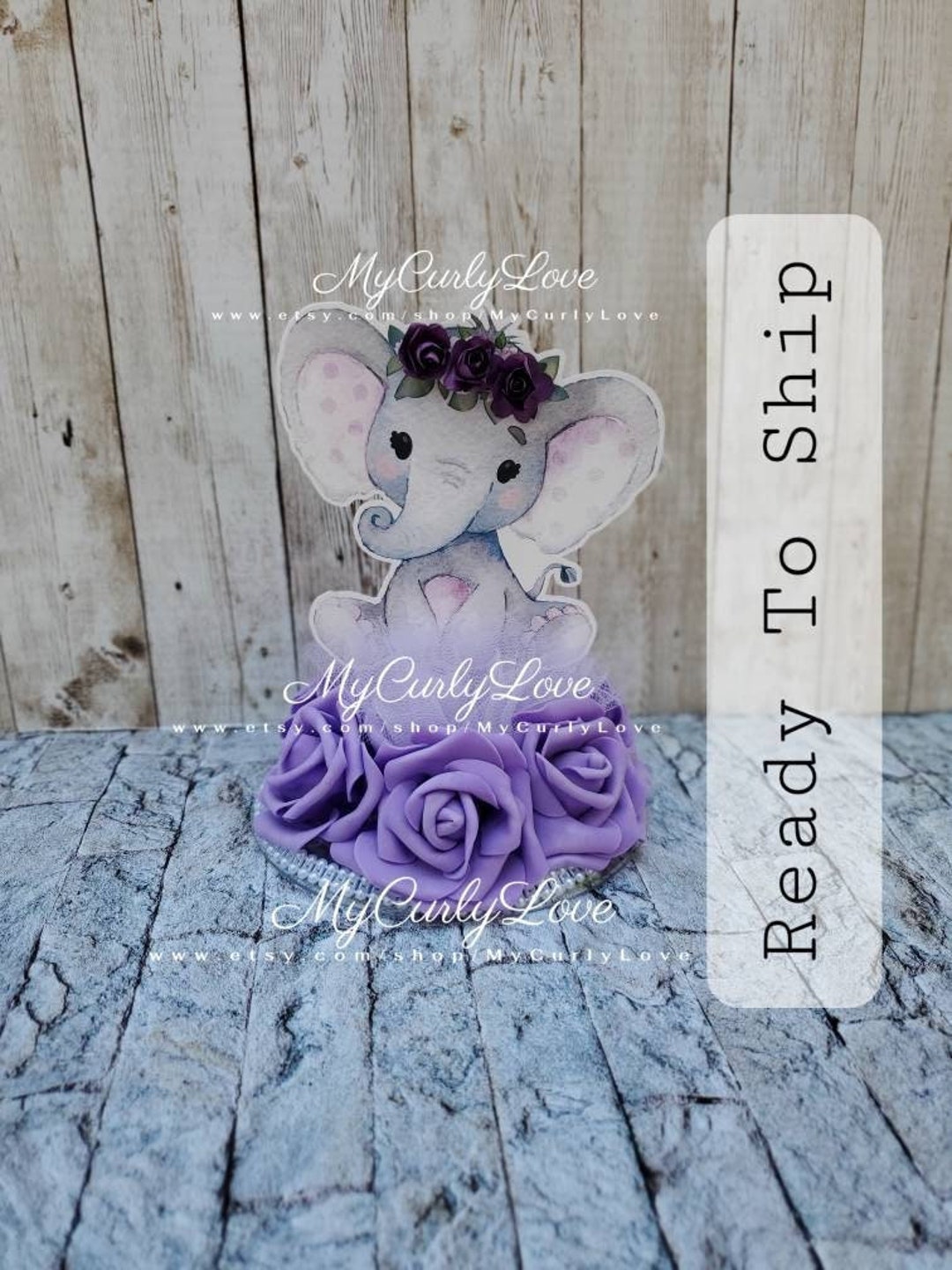 Lavender Purple Elephant Baby Shower Cake Top/lavender Elephant Baby