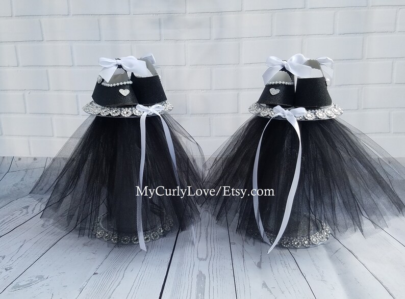 Black And White Baby Shower Centerpiece Black And White Girl Etsy