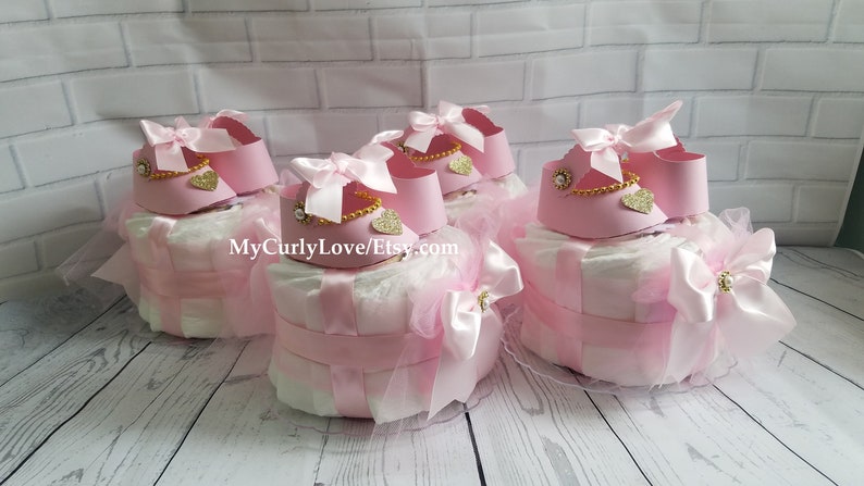 Girl Baby Shower Mini Diaper Cake Girl Baby Shower Girl Shoes Etsy