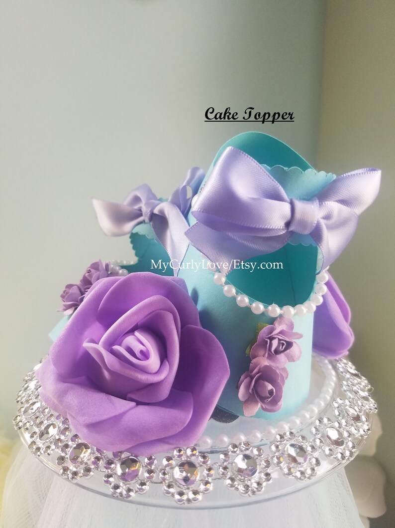 Lavender and Aqua Girl Centerpiece/purple Teal Baby Shower Etsy