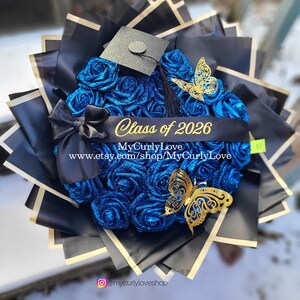 Graduation Sparkly Roses Glitter Roses Graduation Bouquet: Personalized Class of 2026 Gift - Etsy
