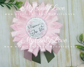 Floral Pink Mommy to be Ribbon/Floral Pink Mommy to be Pin/Floral Baby Shower/Girl Baby Shower/Girl Grandma To Be/Floral Ribbon Pin/Floral