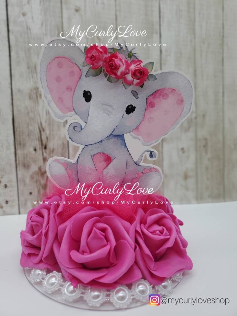 Baby Elephant Cake Topper/elephant Baby Shower Topper/girl Etsy
