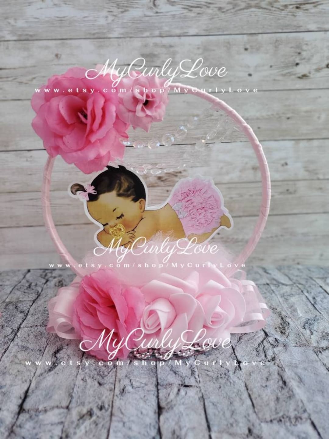 Pink Tutu Princess Baby Shower Hoop Centerpiece