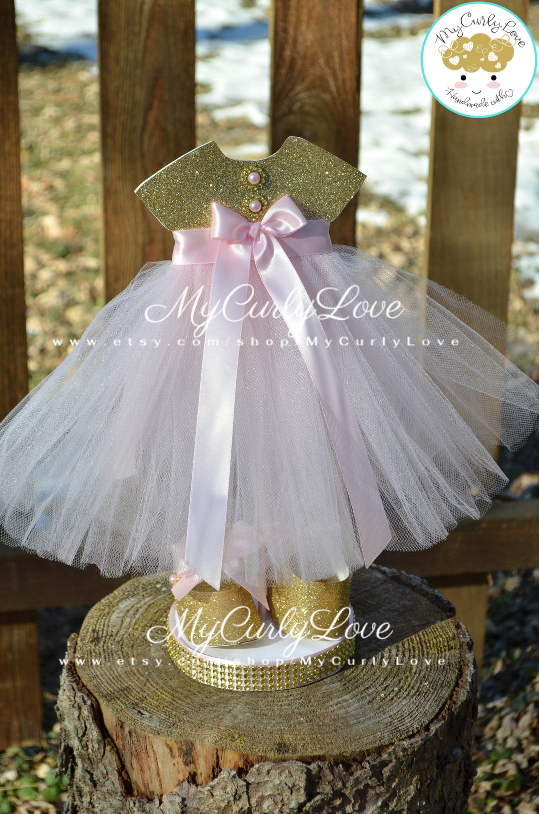 Tutu Dress Baby Shower Centerpiece: Gold Pink Ballerina