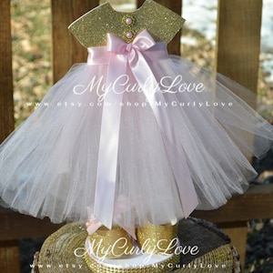 Tutu Dress Baby Shower Centerpiece: Gold & Pink Ballerina Decoration