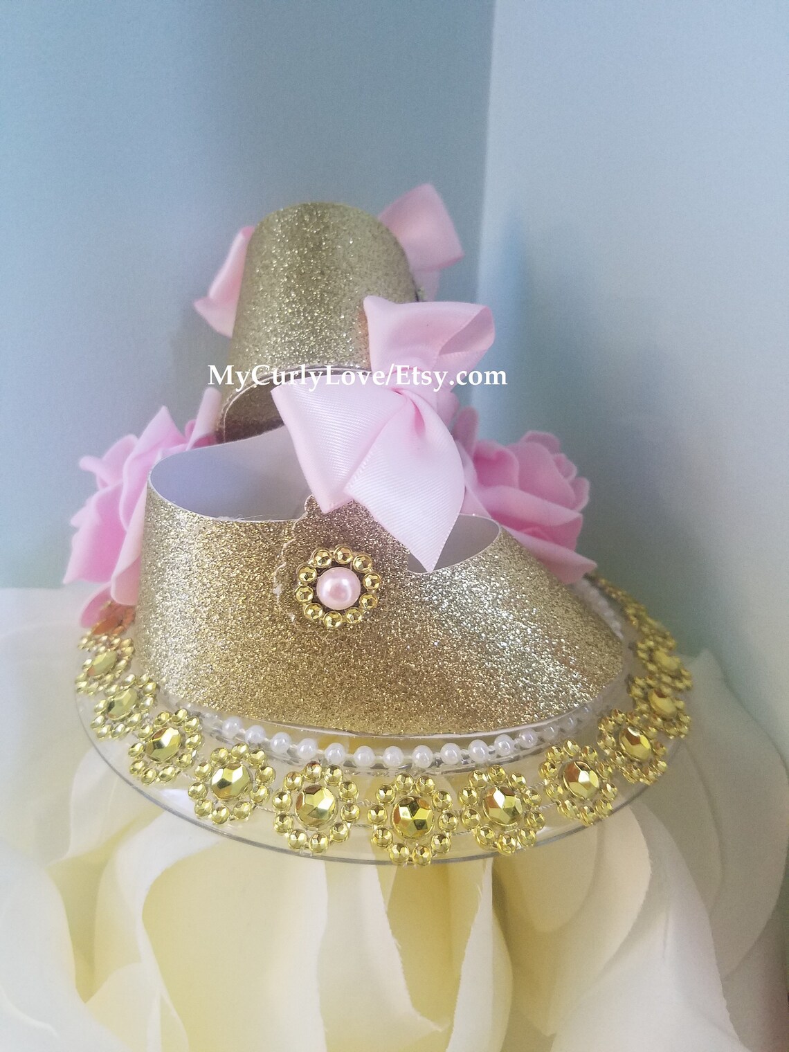 Baby Girl Shoes Cake Topper/gold Baby Shower Cake Topper/baby Etsy