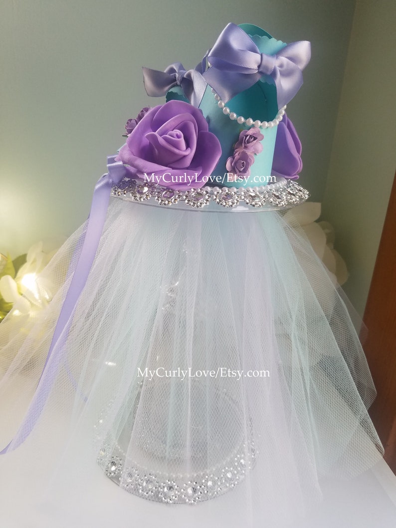 Lavender and Aqua Girl Centerpiece/purple Teal Baby Shower Etsy