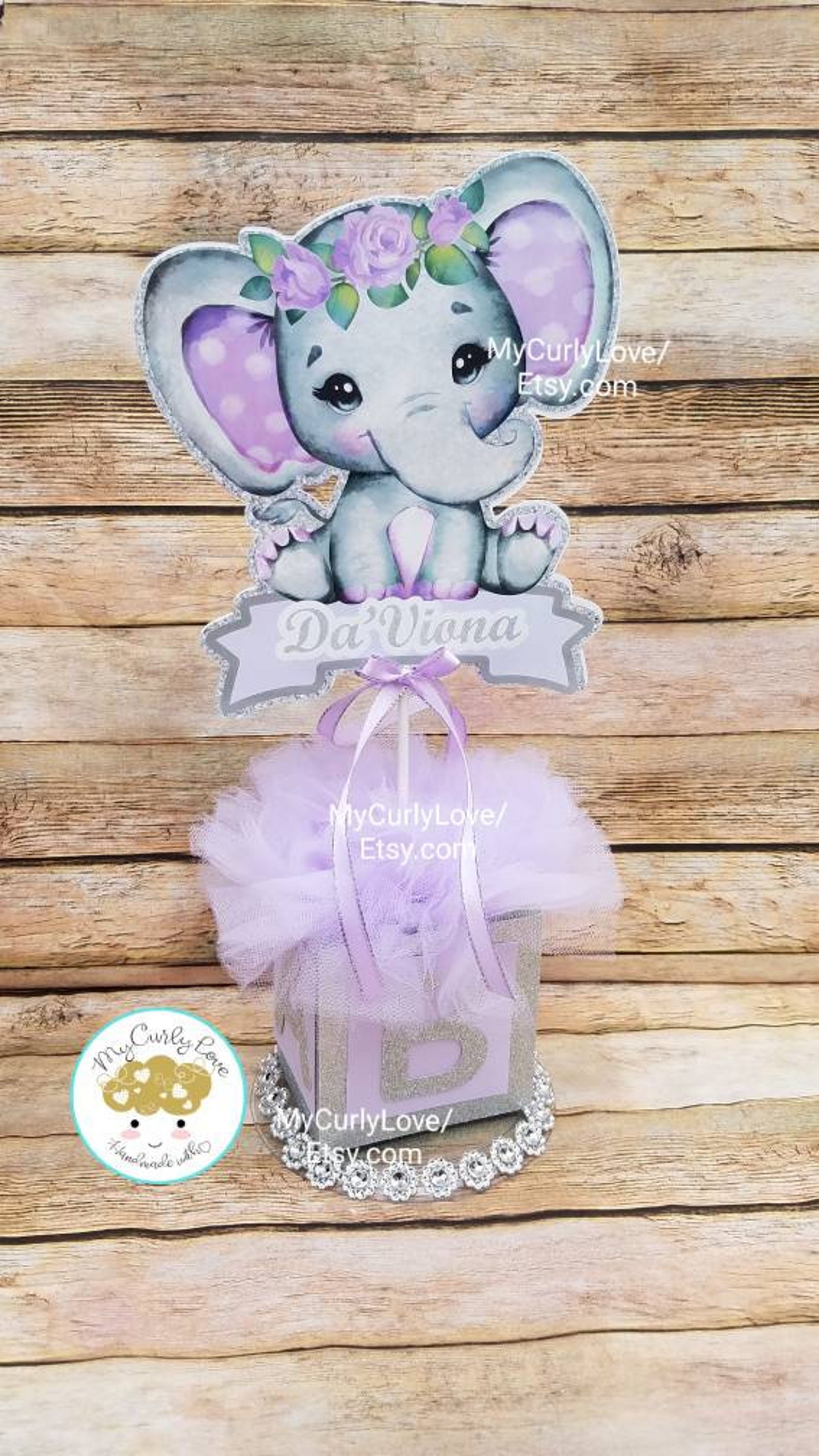 Lavender Elephant Centerpiece/purple Elephant Baby Etsy