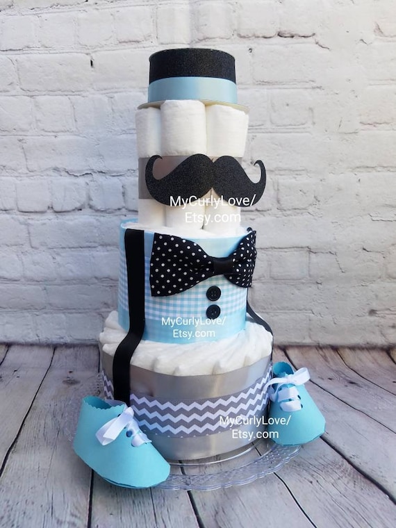 Bow Tie Mustache Diaper Cake Set Of Mustache And Bow Tie
