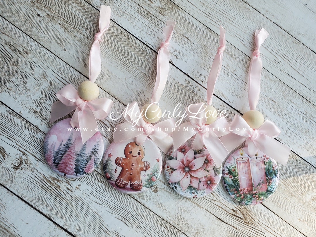 Pink Christmas Ornaments Set of 8, Pink Christmas Tree Decoration Etsy