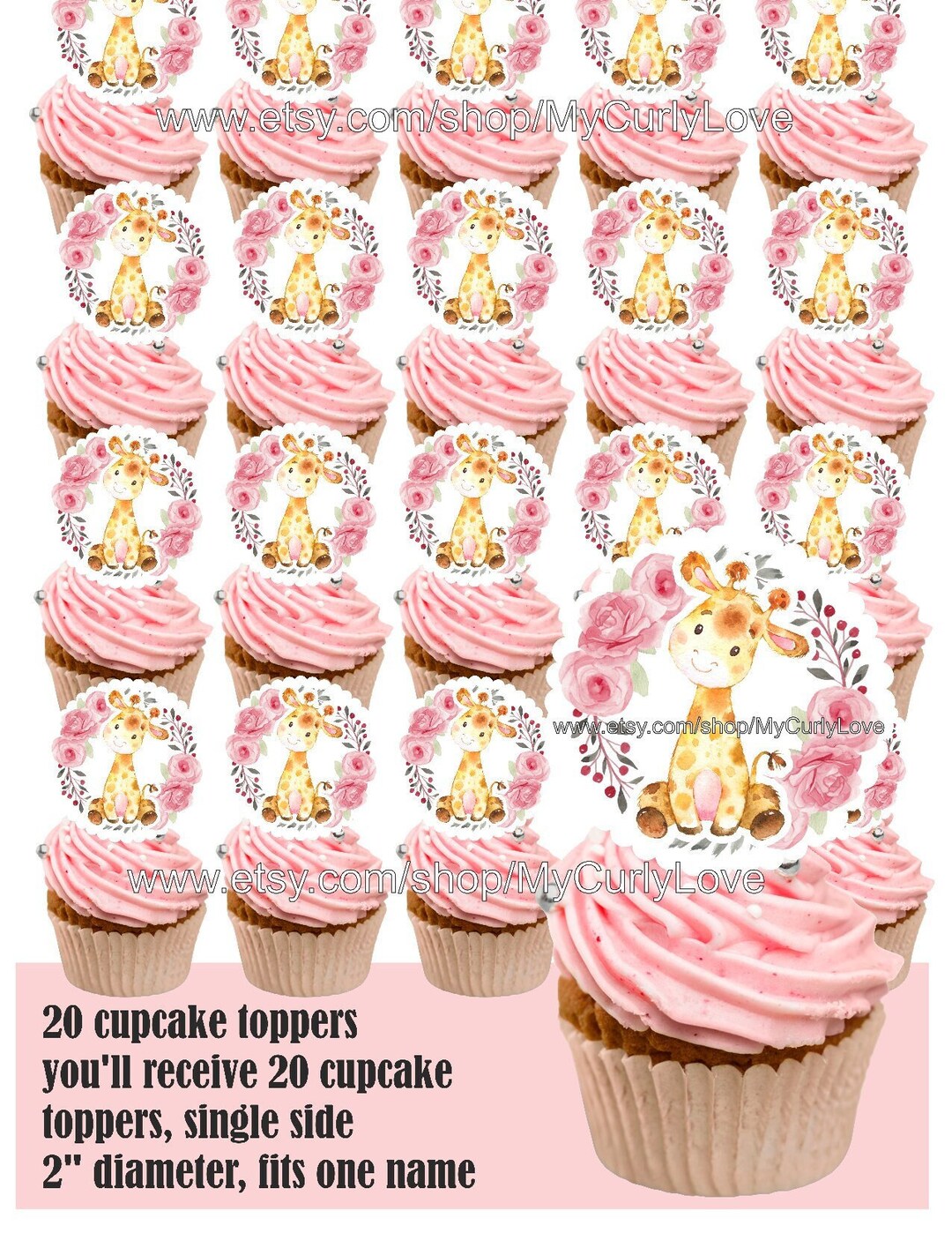 Giraffe Cupcake Toppers, Giraffe Baby Shower Cupcake Decor, Giraffe ...
