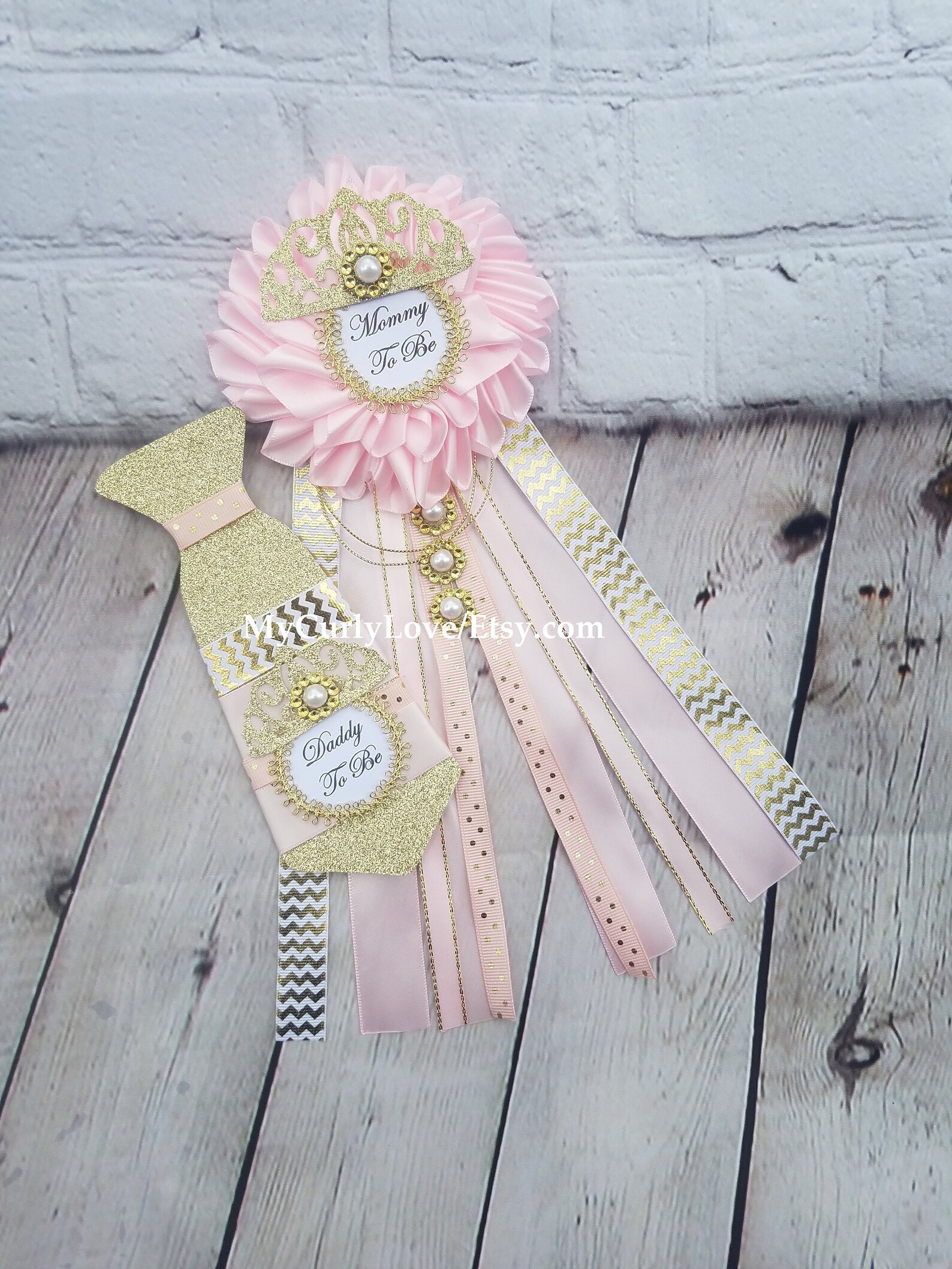 Princess Baby Shower Mommy to be Corsage/Pink and Gold Etsy