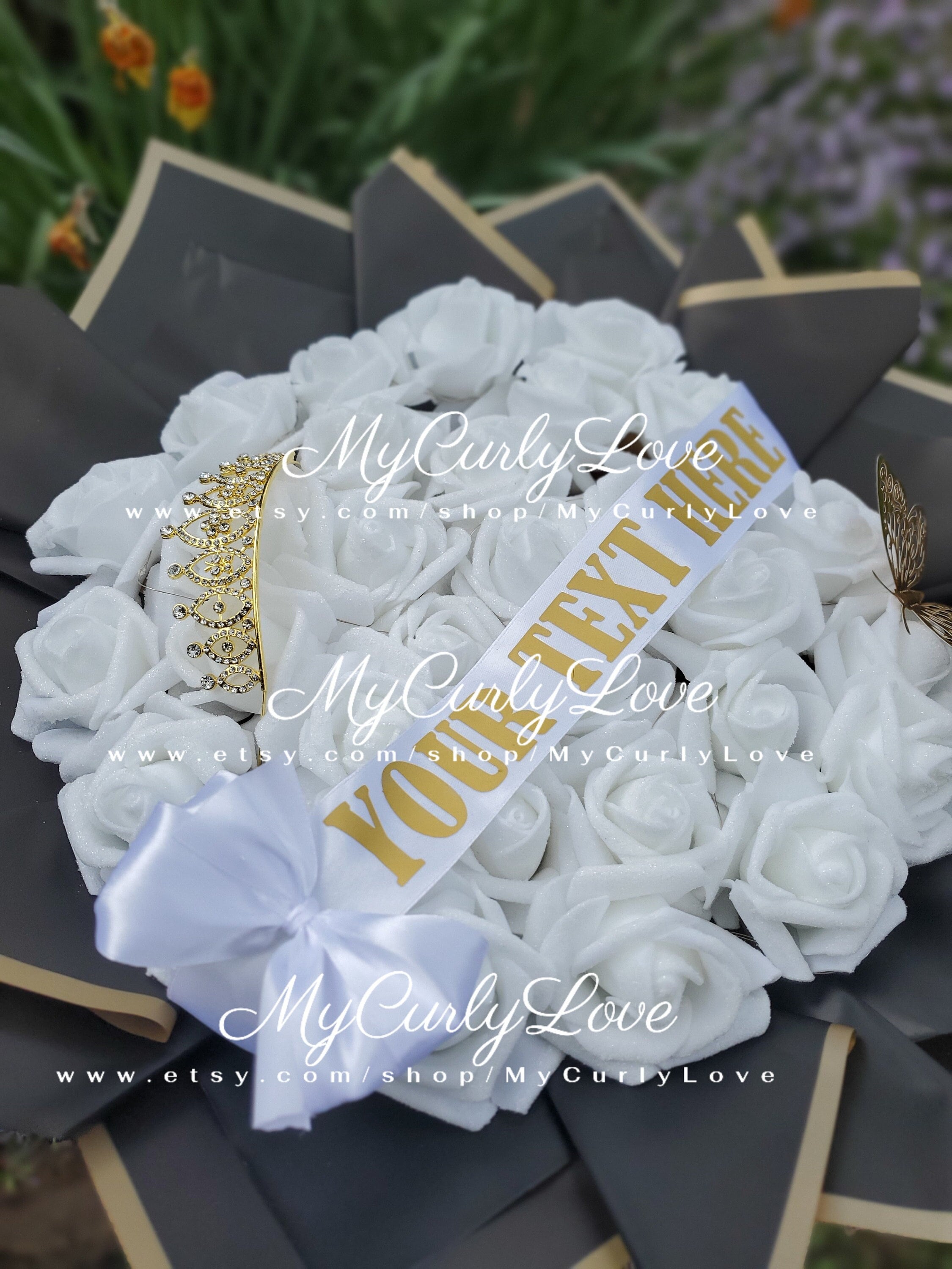 White Glitter Roses Bouquet Foam Roses with Glitter Bouquet Ramo Buchon Glitter Foam Roses Bridal Glitter Roses Gift White Roses Bouquet