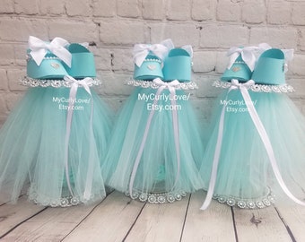 Robbin Egg Blue Centerpiece Aqua Girl Baby Shower Robbing Egg Blue Tutu Girl Centerpiece Girl Baby Shower Aqua and White Baby Shower Center