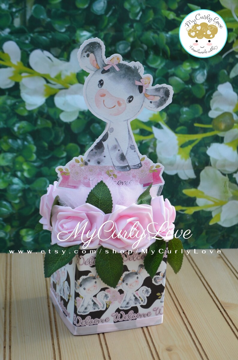 Cow Baby Shower Centerpiece Cow Baby Shower Farm Baby Shower Etsy