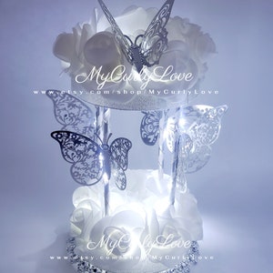 Butterflies Bridal Centerpiece, White Silver Centerpiece, Gold Centerpiece, Butterfly Wedding, Butterfly White Decoration, White Quinceanera