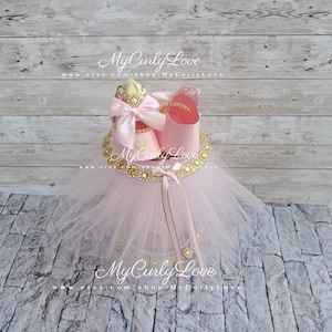 Princess Ballerina Baby Shower Centerpiece: Pink & Gold Tutu Decoration