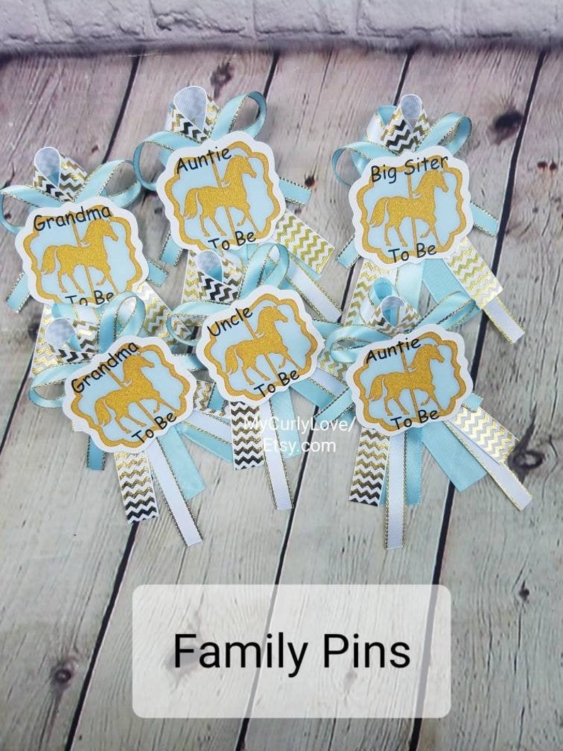 Carousel Family Pins Carousel Boy Baby Shower Pins Boy Horse Etsy
