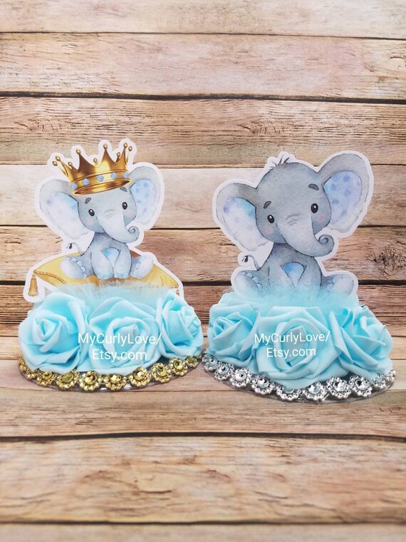 elephant cake topper baby shower boy