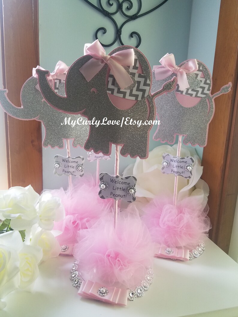 Elephant Centerpieces Girl Baby Shower Centerpiece