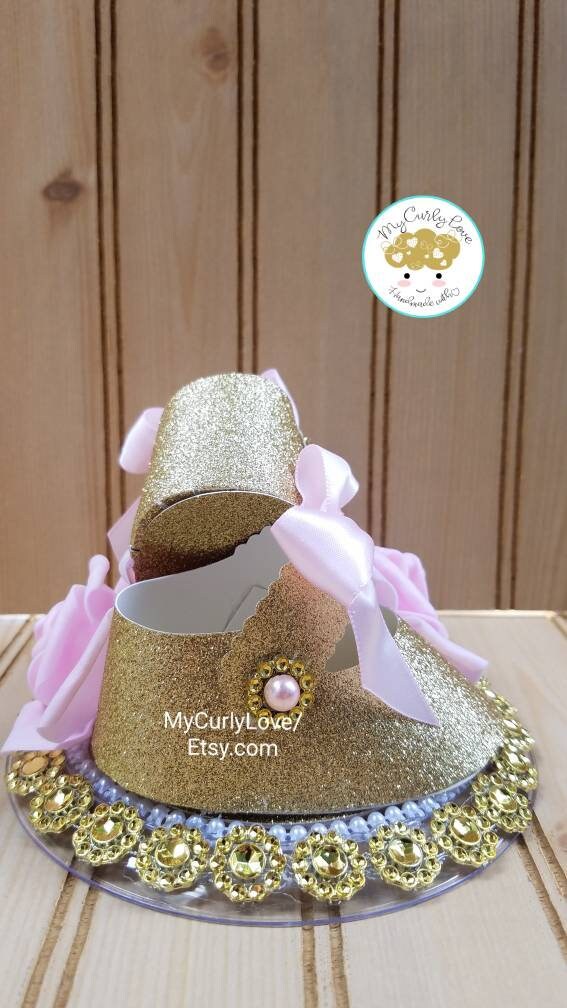 Baby Girl Shoes Cake Topper/gold Baby Shower Cake Topper/baby Etsy