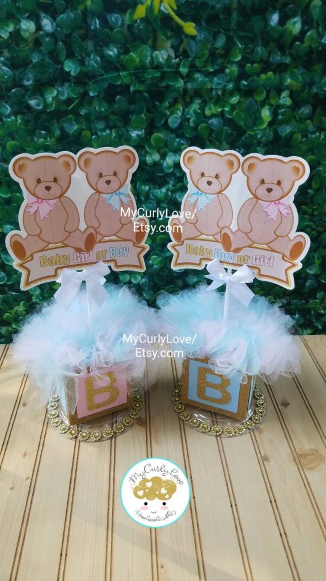 Teddy Bear Gender Reveal Centerpiece Bear Twins Centerpiece Etsy