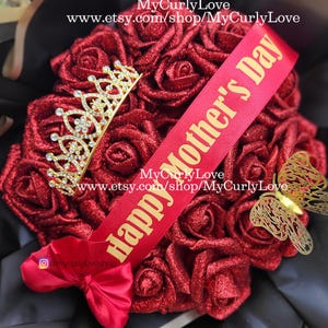 Mother&#39;s Day Glitter Bouquet Glitter Roses Bouquet Glitter Flowers Ramo Eternal Roses Ramo Buchon  Valentine Bouquet Red Roses Birthday Ramo