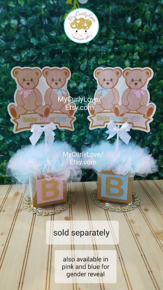 Baby Shower Paper Table Decoration In It's A Boy Bear Cutouts - 10pc