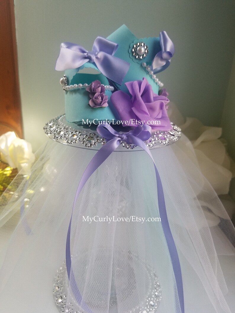 Lavender and Aqua Girl Centerpiece/purple Teal Baby Shower Etsy