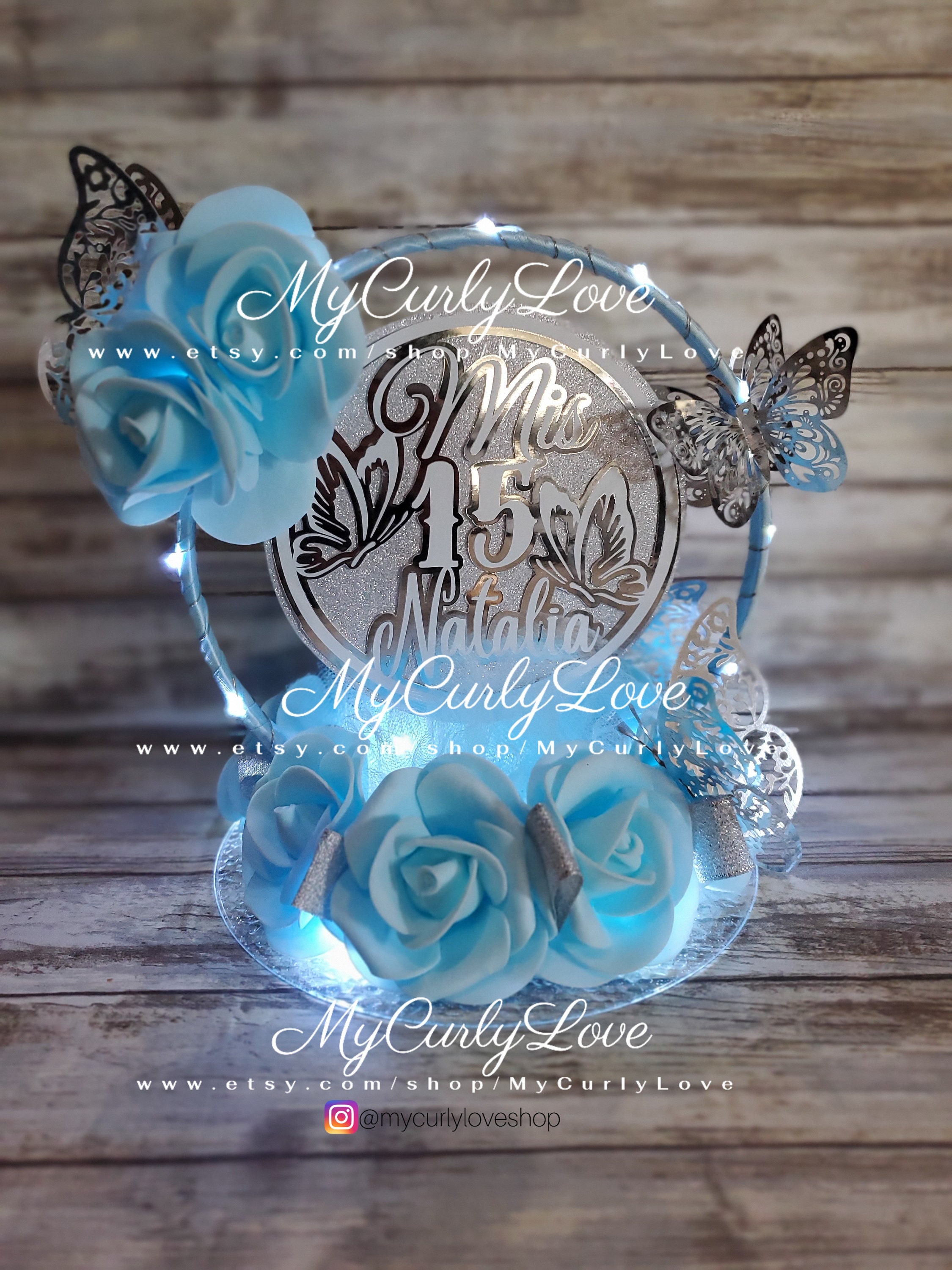 Blue Quinceanera Centerpiece Butterfly Centerpiece Sweet 16 Centerpiece Mis Quince Años Butterfly Birthday Centerpiece Baby Blue Quinceanera