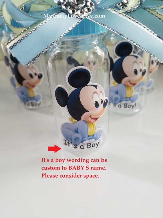 Mickey Baby Shower Bottle Favors Mickey Baby Shower Guest Etsy